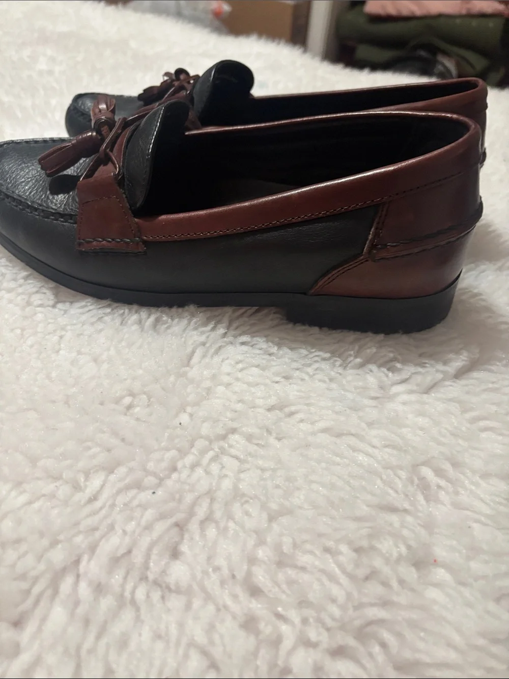 Men's Two-Tone Black and Brown Tassel Loafers